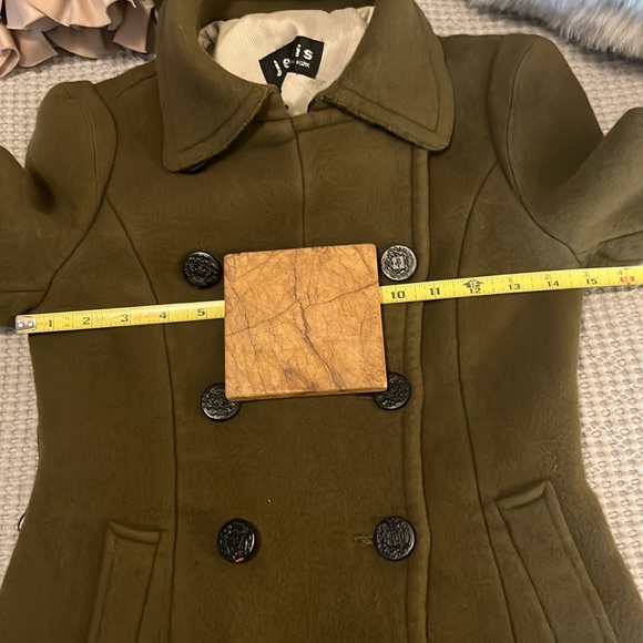 Jenni’s New York Army Military Green Double Breasted Fitted Trench Pea Coat - Picture 12 of 15